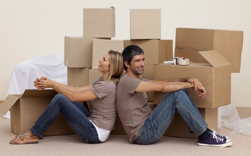 Experienced house removalists in Brent handling furniture and boxes safely